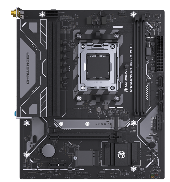 MAXSUN MS-Challenger B650M WIFI (Socket AM5, mATX, 2*DDR5, DP/HDMI, 4*SATA3, 1*M.2, 1*PCIEx16/1*PCIEx1, 2*USB 2.0, 4*USB 3.2, LAN 1*1G,  Bluetooth,  Wi-Fi 802.11ac,  RTL)