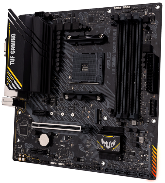 Материнская плата ASUS TUF GAMING A520M-PLUS II, Socket AM4, A520, 4*DDR4,  D-Sub+DP+HDMI, SATA3 + RAID, Audio, Gb LAN, USB 3.2*7, USB 2.0*5, COM*1 header (w/o cable), mATX ; 90MB14Y0-M0EAY0, 3 year