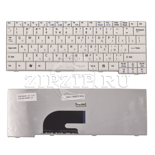 Клавиатура для ноутбука Acer Aspire One A110L, A110X, A150L, A150X, D250, ZG5 Series WHITE