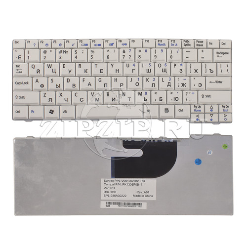 Клавиатура для ноутбука Acer ONE WHITE белая