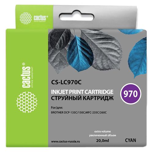 Картридж струйный Cactus CS-LC970C голубой (20мл) (Cactus)