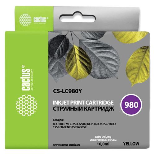 Картридж струйный Cactus CS-LC980Y желтый (16мл) (Cactus)