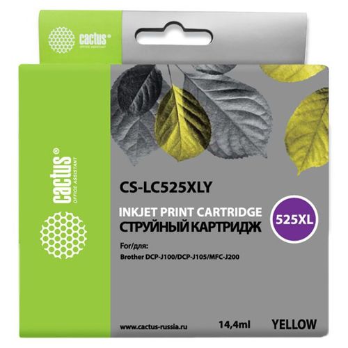 Картридж струйный Cactus CS-LC525XLY желтый (14.4мл) (Cactus)