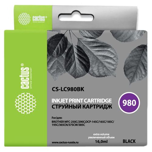 Картридж струйный Cactus CS-LC980BK черный (16мл) (Cactus)