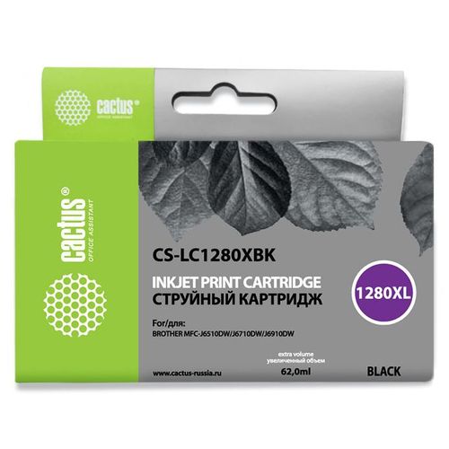Картридж струйный Cactus CS-LC1280XBK черный (62мл) (Cactus)