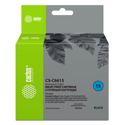 Картридж струйный №15 черный HP CC 310/DJ 810c/816c/825c/840c/843c/845c/916c/920 (Cactus)