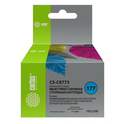 Картридж струйный №177 желтый HP PS 3213/3313/8253/C5183/C6183/C6283/C7183/C7283 (Cactus)