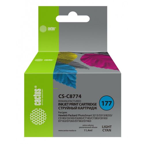 Картридж струйный №177 светло-голубой HP PS 3213/3313/8253/C5183/C6183/C6283/C71 (Cactus)