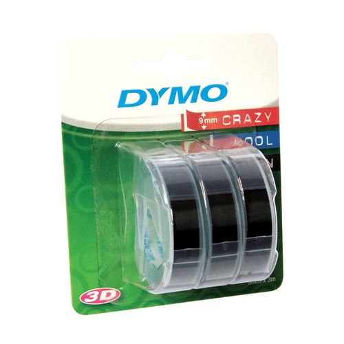 Лента для механических принтеров DYMO Omega, 9 мм х 3м, пластиковая черная, шрифт белый, 3 шт. в блистере (Original)