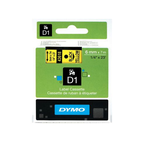 Картридж с лентой D1 для принтеров DYMO LabelManager 6мм х 7м, пластик, черный на желтой ленте (Original)