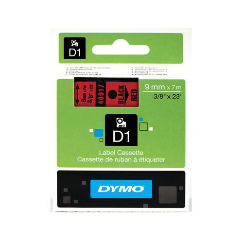 Картридж с лентой D1 для принтеров DYMO LabelManager 9 мм х 7 м, пластик, черный на красной ленте (Original)