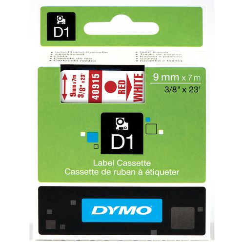 Картридж с лентой D1 для принтеров DYMO LabelManager 9 мм х 7 м, пластик, красный на белой ленте (Original)