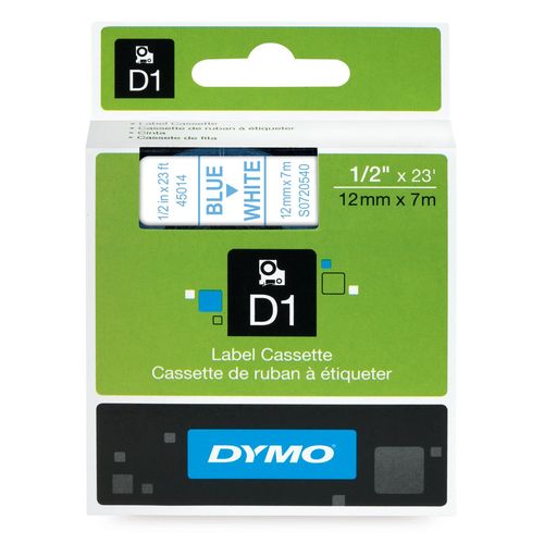 Картридж с лентой D1 для принтеров DYMO LabelManager 12 мм х 7 м, пластик, голубой на белой ленте (Original)