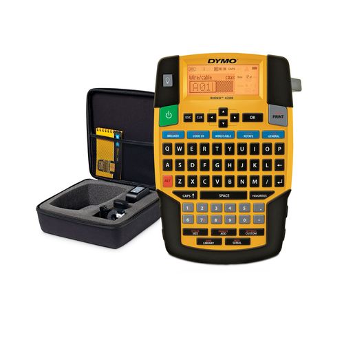 Индустриальный ленточный принтер DYMO Rhino 4200 в кейсе, ленты шириной до 19 мм, клавиатура - QWERTY латиница, вилка английская (Original)