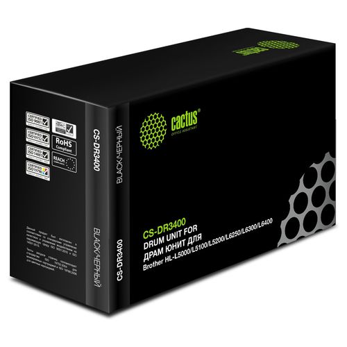 Блок фотобарабана Cactus CS-DR3400 DR-3400 черный ч/б:30000стр. для HL-L5000/L5100/L5200/L6250/L6300/L6400, DCP-L5500 Brother (Cactus)