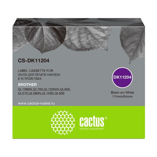 Картридж ленточный Cactus CS-DK11204 DK-11204 черный на белом черный для Brother P-touch QL-500, QL-550, QL-700, QL-800 (Cactus)