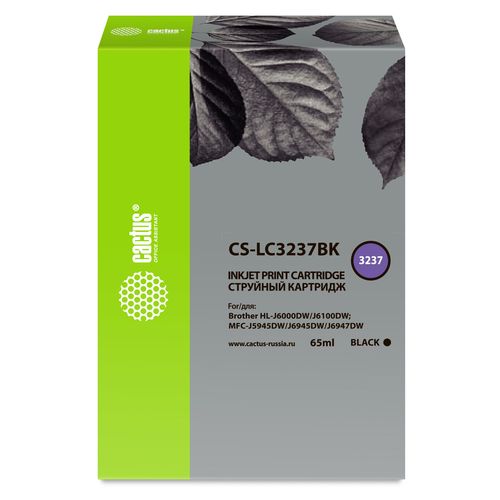 Картридж струйный Cactus CS-LC3237BK черный (65мл) для Brother HL-J6000DW/J6100DW (Cactus)