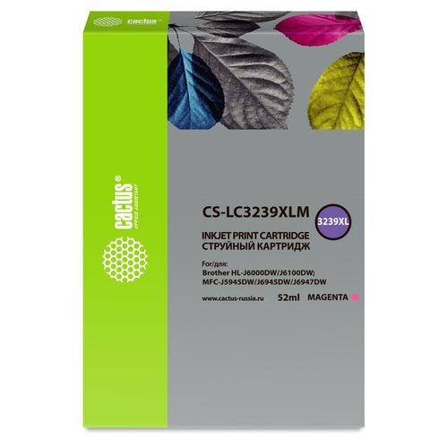 Картридж струйный Cactus CS-LC3239XLM пурпурный (52мл) для Brother HL-J6000DW/J6100DW (Cactus)