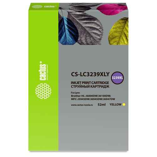 Картридж струйный Cactus CS-LC3239XLY желтый (52мл) для Brother HL-J6000DW/J6100DW (Cactus)