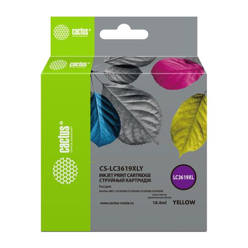 Картридж струйный Cactus CS-LC3619XLY желтый (19.4мл) для Brother MFC-J2330DW/J2730DW/J3530DW/J3930DW (Cactus)