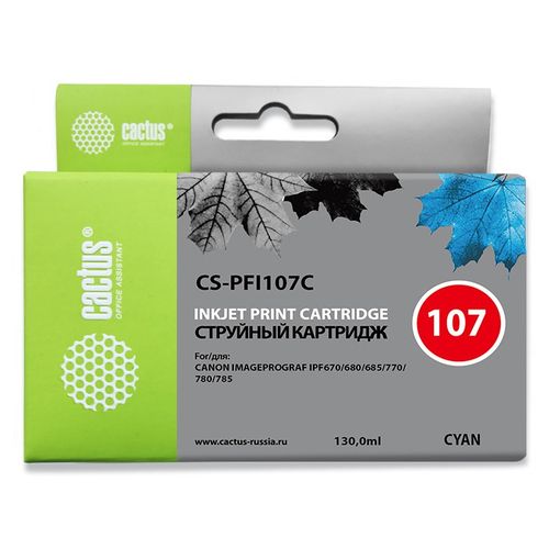 Картридж струйный Cactus CS-PFI107C PFI-107C синий (130мл) для Canon IP iPF670/iPF680/iPF685/iPF770/iPF780/iPF785/ (Cactus)