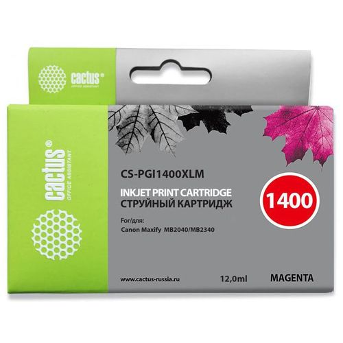 Картридж струйный Cactus CS-PGI1400XLM PGI-1400 пурп.пигм. (12мл) для Canon MB2050/MB2350/MB2040/MB2340 (Cactus)