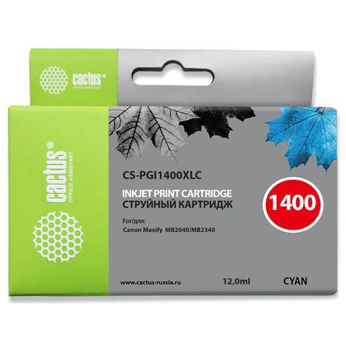 Картридж струйный Cactus CS-PGI1400XLC PGI-1400 голуб.пигм. (12мл) для Canon MB2050/MB2350/MB2040/MB2340 (Cactus)