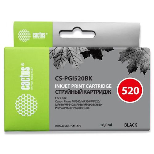 Картридж струйный Cactus CS-PGI520BK черный пигментный (16мл) для Canon Pixma MP660 (Cactus)