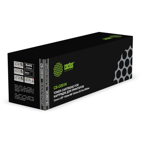 Картридж лазерный Cactus CS-C051 Cartridge 051 черный (1700стр.) для Canon LBP 162dw/MF 264dw/267dw/269dw (Cactus)