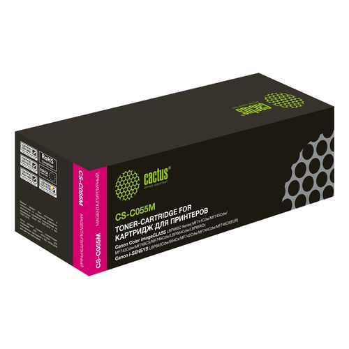 Картридж лазерный Cactus CS-C055M 055 M пурпурный (2100стр.) для Canon LBP663Cdw, LBP664Cx, MF746Cx, MF742Cdw, MF744Cdw (Cactus)