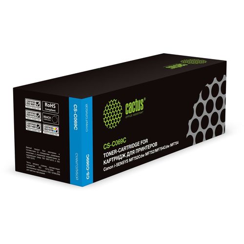 Картридж лазерный Cactus CS-C069C 069 голубой (1900стр.) для Canon i-SENSYS MF752Cdw MF752/MF754Cdw MF754 (Cactus)
