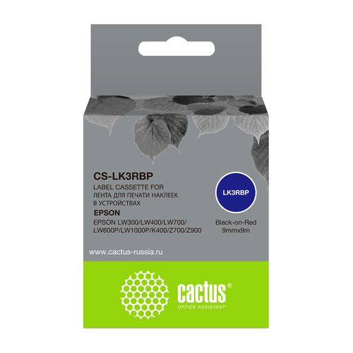 Картридж ленточный Cactus CS-LK3RBP LK-3RBP черный на красном 9x9 для Epson LW300/LW400/LW700/LW600P/LW1000P/K400/Z700/Z900 (Cactus)