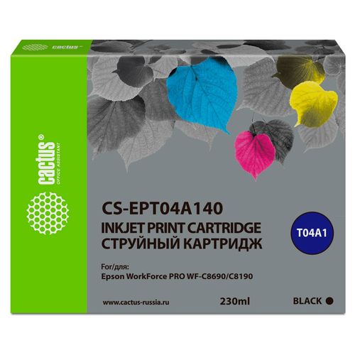 Картридж струйный Cactus CS-EPT04A140 T04A1 черный (230мл) (Cactus)