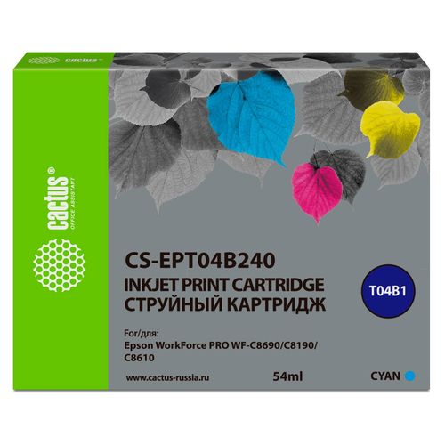 Картридж струйный Cactus CS-EPT04B240 T04B2 голубой (54мл) (Cactus)