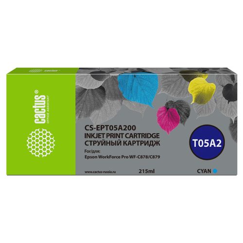 Картридж струйный Cactus CS-EPT05A200 T05A2 голубой (215мл) (Cactus)