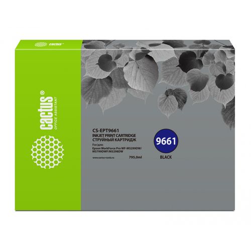 Картридж струйный Cactus CS-EPT9661 T9661 черный пигментный (40000стр.) (795мл) (Cactus)