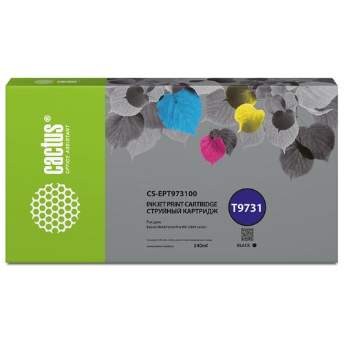 Картридж струйный Cactus CS-EPT973100 T9731 черный (540мл) для Epson WorkForce WF-C869RD3TWFC/WF-C869RDTWF (Cactus)