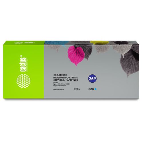 Картридж струйный Cactus CS-SJIC26PC C33S020619 голубой (295мл) для Epson ColorWorks TM-C7500 (Cactus)