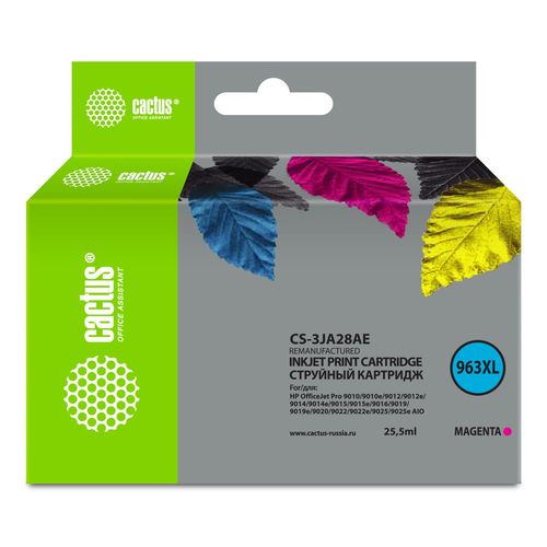 Картридж струйный Cactus CS-3JA28AE 963XL пурп.пигм. (25.5мл) для HP OfficeJet Pro 9010/9010e/9012/9014/9015/9016/9019 (Cactus)
