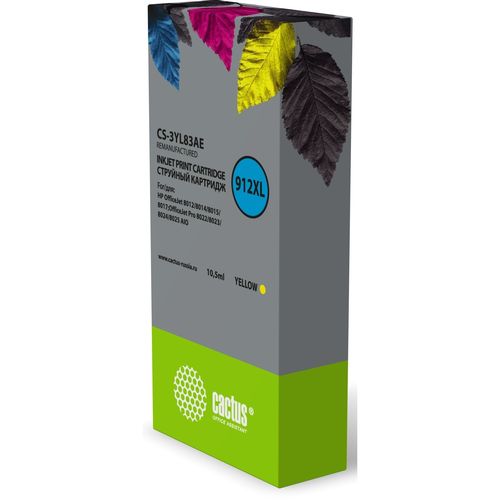 Картридж струйный Cactus CS-3YL83AE 912XL желтый (10.5мл) для HP OfficeJet 8012/8014/8015/8017;OfficeJet Pro 8022/8023/8024/8025 AIO (Cactus)
