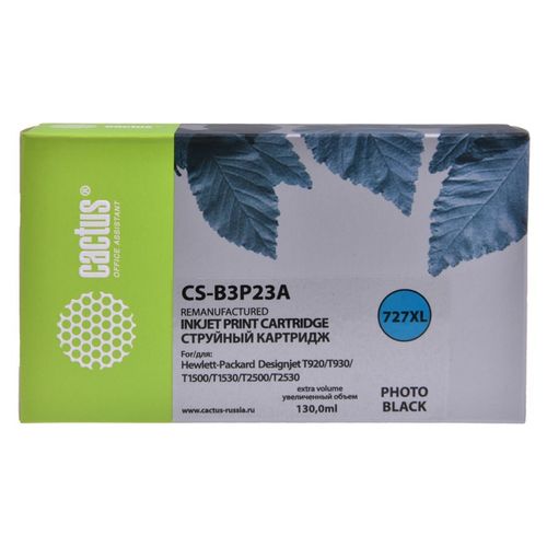 Картридж струйный Cactus CS-B3P23A №727 фото черный (130мл) для HP DJ T920/T1500 (Cactus)