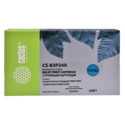 Картридж струйный Cactus CS-B3P24A №727 серый (130мл) для HP DJ T920/T1500/T2530 (Cactus)
