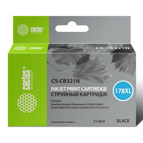 Картридж струйный Cactus CS-CB321N(CS-CB321) №178XL черный (21.6мл) для HP PS B8553/C5383/C6383/D5463 (Cactus)
