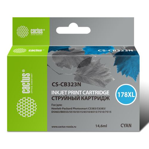 Картридж струйный Cactus CS-CB323N(CS-CB323) №178XL синий (14.6мл) для HP PS B8553/C5383/C6383/D5463/5510 (Cactus)