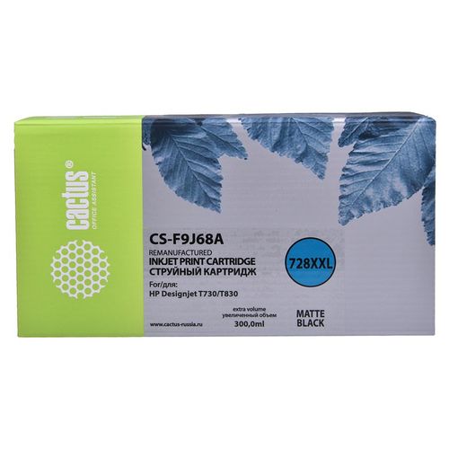 Картридж струйный Cactus CS-F9J68A 728XXL черный матовый (300мл) для HP DJ T730/T830 (Cactus)