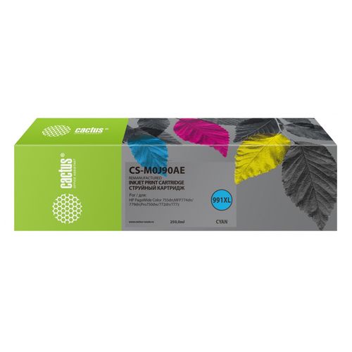 Картридж струйный Cactus CS-M0J90AE 991XL голубой (250мл) для HP PW 755dn/MFP774dn/779dn/Pro750dw/772dn (Cactus)