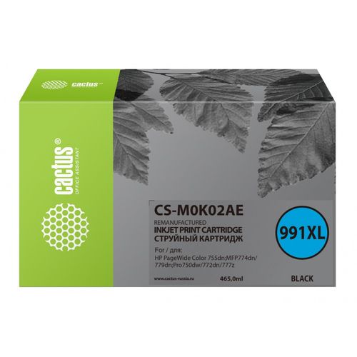 Картридж струйный Cactus CS-M0K02AE 991XL черный (465мл) для HP PageWide755dn;MFP774dn/779dn;Pro750dw/772dn (Cactus)