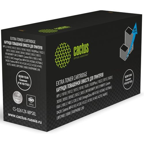 Картридж лазерный Cactus CS-Q2612X-MPSXL Q2612A/Canon FX10/703 черный (8000стр.) для M1005MFP/M1319MFP; Canon FAX-L100/L140/L120/L160, imageClass MF4150/4350d/4370dn/D42 (Cactus)