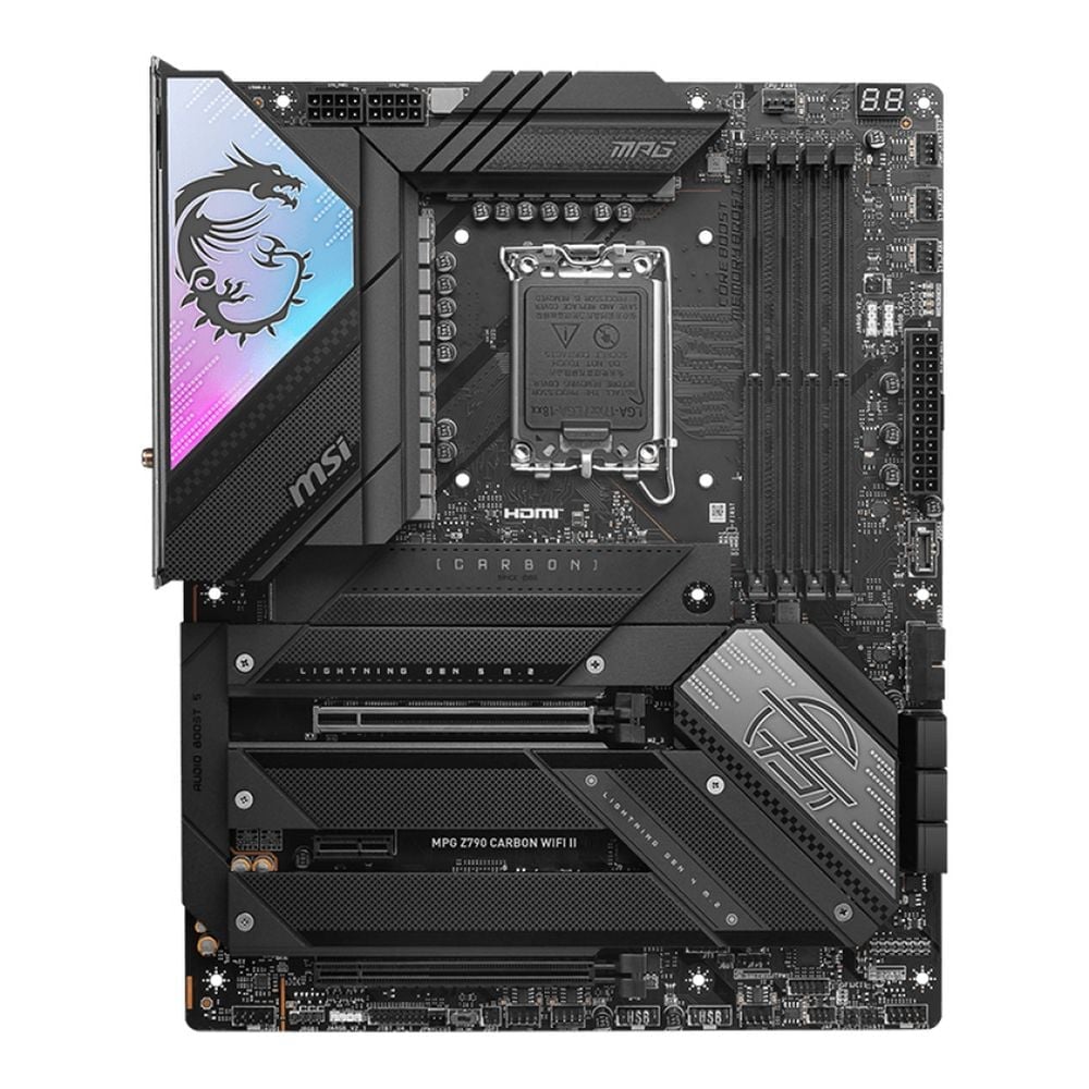Материнская плата MSI MPG Z790 CARBON WIFI II Z790, LGA1700, 4*DDR5, 2*PCIEx16, 1*PCIEx1, 5*M.2, 3*TypeC, 6*USB3.2Gen2, 4*USB3.2Gen1, 4*USB2.0, 6*SATA3.0, 2.5G, HDMI, ATX, RTL