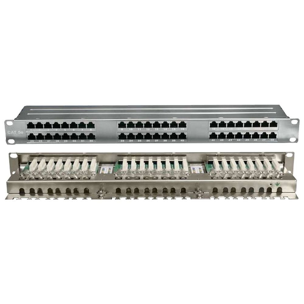 Патч-панель Hyperline PPHD-19-48-8P8C-C5E-SH-110D высокой плотности 19", 1U, 48 портов RJ-45, полный экран, категория 5E, Dual IDC